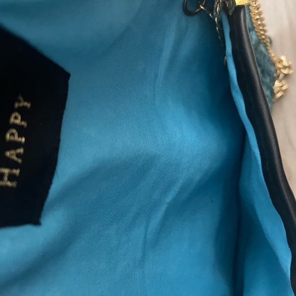 Haute Hippie Teal Woven Clutch with Gold Chain - Picture 5 of 5